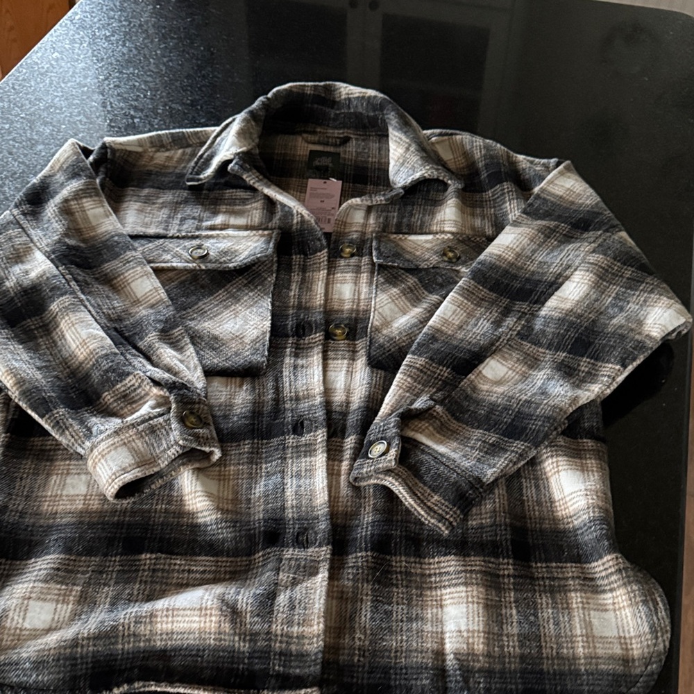Wild Fable Plaid Jacket in Black and Tan